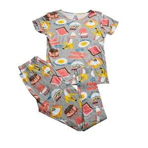 Carter's girls 14 Y Breakfast Print Pajama Set - Gray and Pink